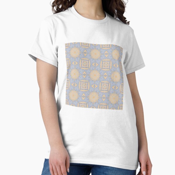 Art Nouveau Sunburst in Pastel Blue and Yellow Classic T-Shirt