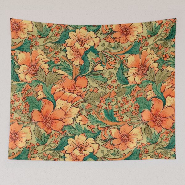 Item preview,  Green and Orange Chinoiserie designed and sold by YourPattern.