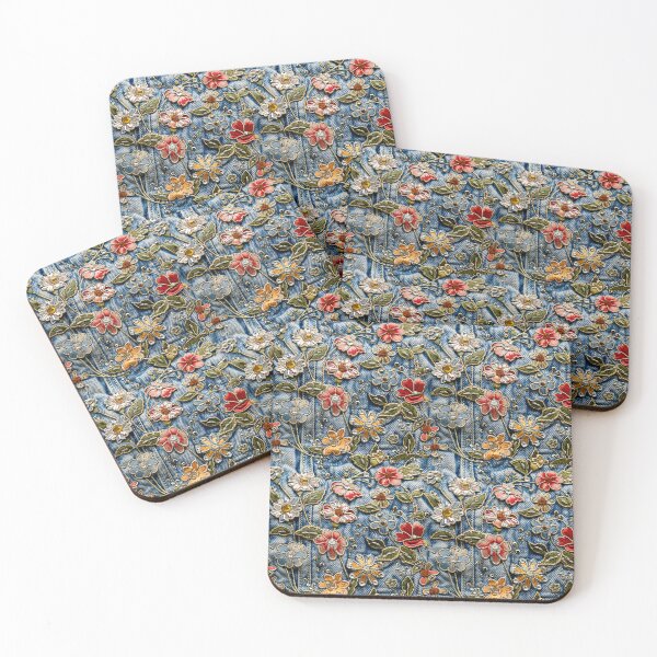 Item preview, Denim Embroidered Floral Design designed and sold by Graphitti Squad.