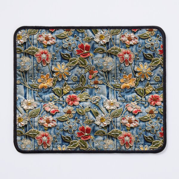 Item preview, Denim Embroidered Floral Design designed and sold by Graphitti Squad.