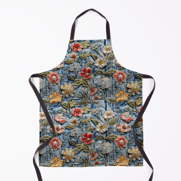 Item preview, Denim Embroidered Floral Design designed and sold by Graphitti Squad.