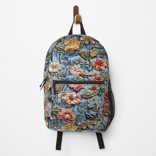 Item preview, Denim Embroidered Floral Design designed and sold by Graphitti Squad.