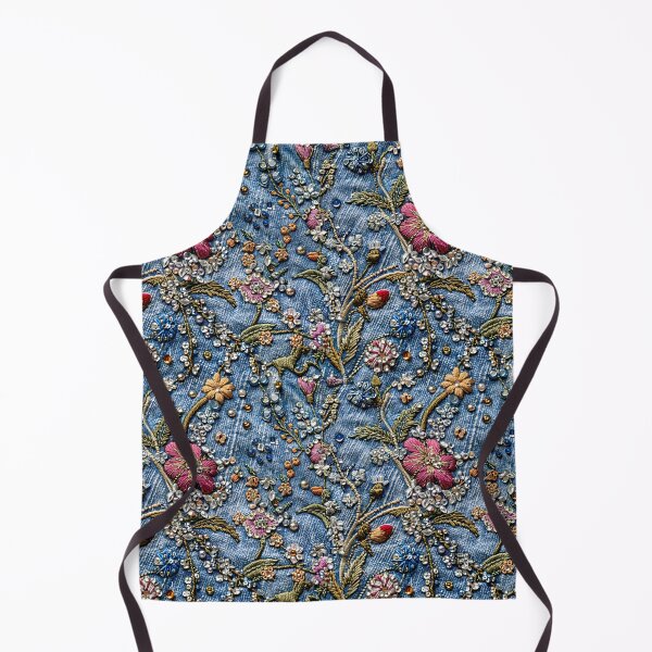 Item preview, Denim Floral Embroidered Design designed and sold by Graphitti Squad.