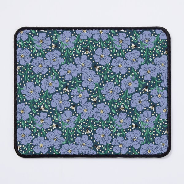 Item preview, Bees and Blue Flax- dark blue designed and sold by AmberMaeJacobs.