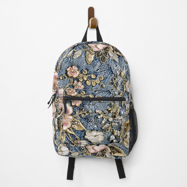 Item preview, Denim Floral Embroidered Design designed and sold by Graphitti Squad.