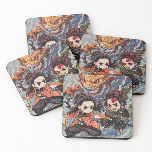 Item preview,  Two sword masters Chibi version of swordsmen Fighting with a dragon designed and sold by AnimeStuffy.