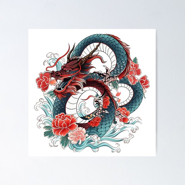 Item preview, Tattoo Style Dragon designed and sold by Lucy Goosy Art.