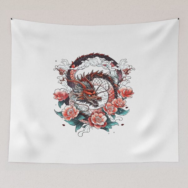 Item preview, Tattoo Style Dragon designed and sold by Lucy Goosy Art.