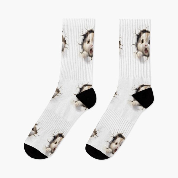 Item preview, Cute cat peaking through a hole in the wall designed and sold by LoneAngel.