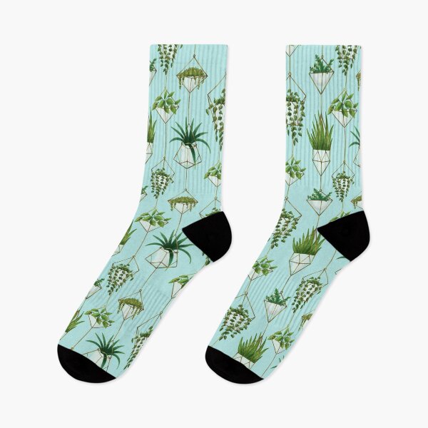 Item preview, Geometric Hanging Houseplant Pattern, Light Blue designed and sold by tanyadraws.
