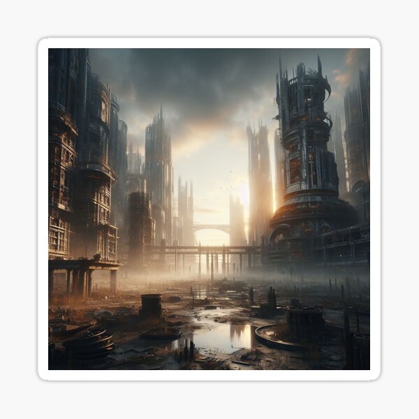 Item preview, Sunset in the ruined city designed and sold by Cerberus-Art.