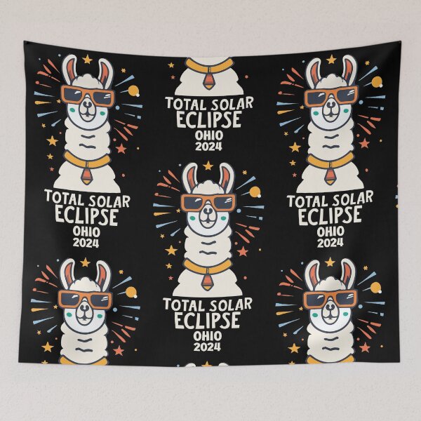 Item preview, Ohio 2024 Solar Eclipse with a cool Llama designed and sold by EmeraldeaArt.
