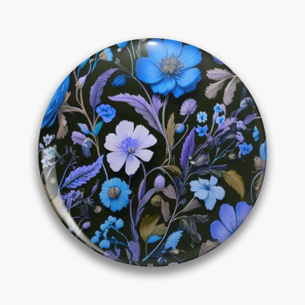 Item preview, Blue Field flowers on black designed and sold by Flowersonstuff.