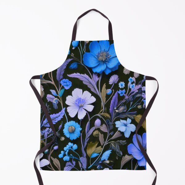 Item preview, Blue Field flowers on black designed and sold by Flowersonstuff.