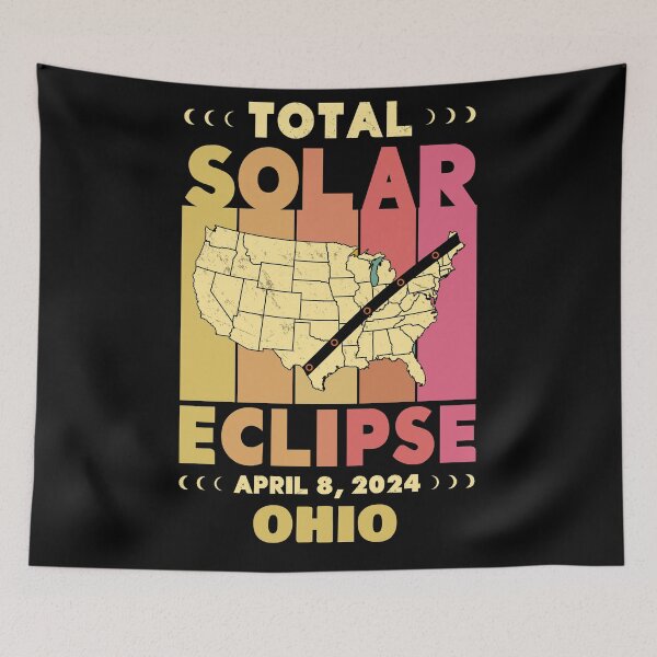 Item preview, Ohio Total Solar Eclipse with MAP - in Sun Hues 2024 April 8 designed and sold by EmeraldeaArt.
