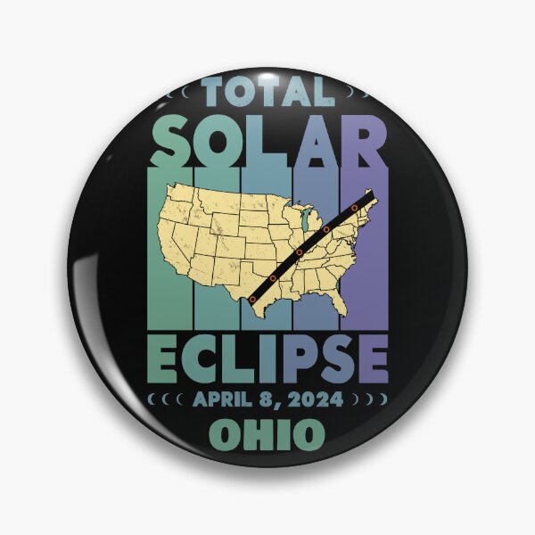 Item preview, Ohio Total Solar Eclipse with MAP - in Green and Blue Hues 2024 April 8 designed and sold by EmeraldeaArt.