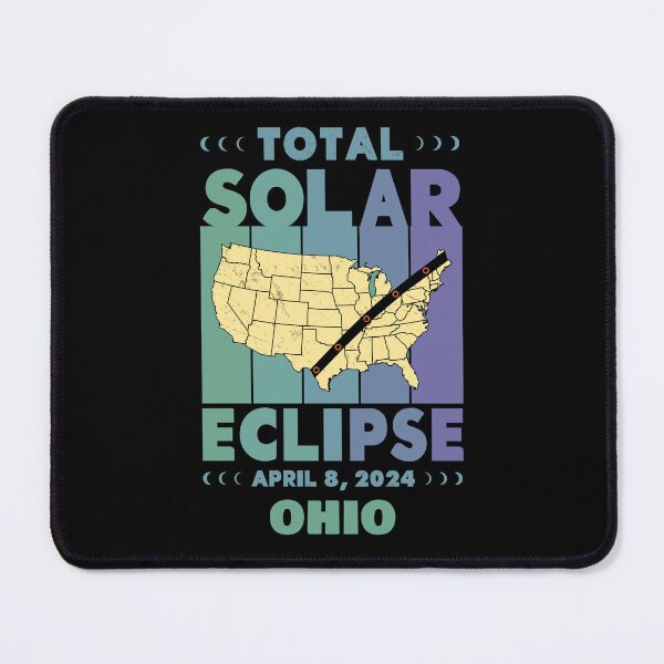 Item preview, Ohio Total Solar Eclipse with MAP - in Green and Blue Hues 2024 April 8 designed and sold by EmeraldeaArt.