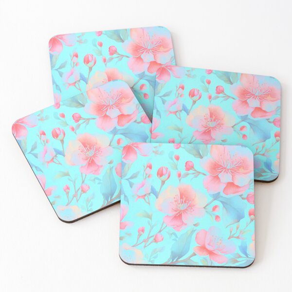 Item preview, Dainty petals on a blue background  designed and sold by Flowersonstuff.