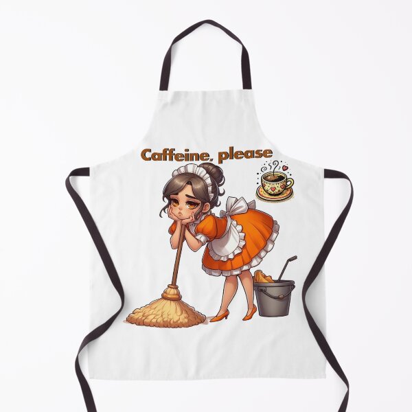 Item preview, A drawing of a young woman cleaning the house and wanting caffeine. designed and sold by MigWhimsy.