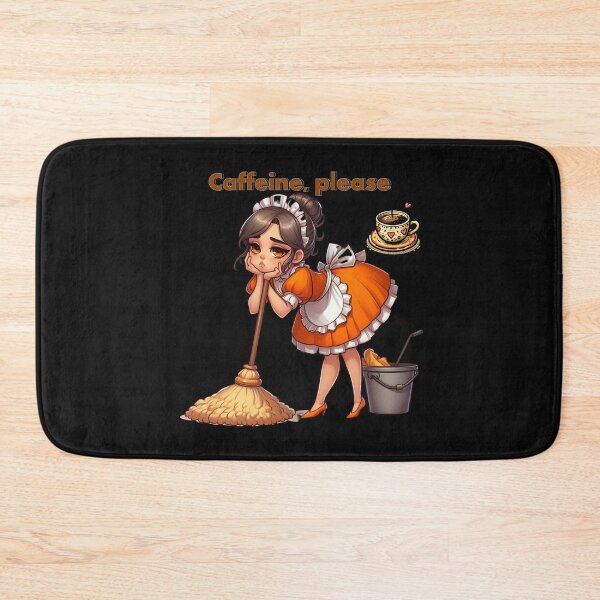 Item preview, A drawing of a young woman cleaning the house and wanting caffeine. designed and sold by MigWhimsy.