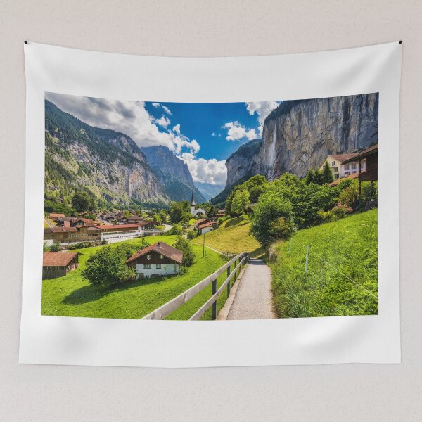 Item preview, Alpine Village, Switzerland, Mountain, Waterfall, Swiss Alps designed and sold by newburyboutique.