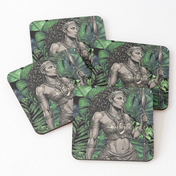 Item preview, Aztec Warrior Woman - Jungle Leaf Background designed and sold by GWTF-Designs.