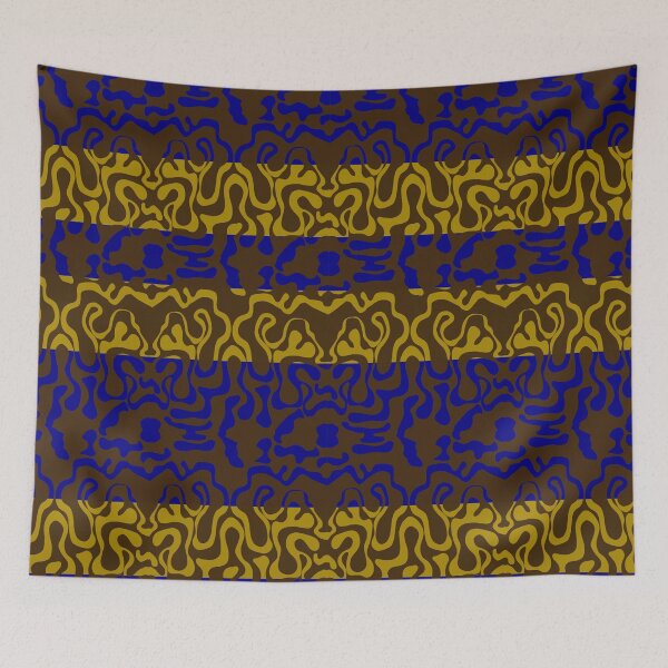 Item preview, Brown on Blue and Gold Squiggle Stripes designed and sold by GreyMoonForest.
