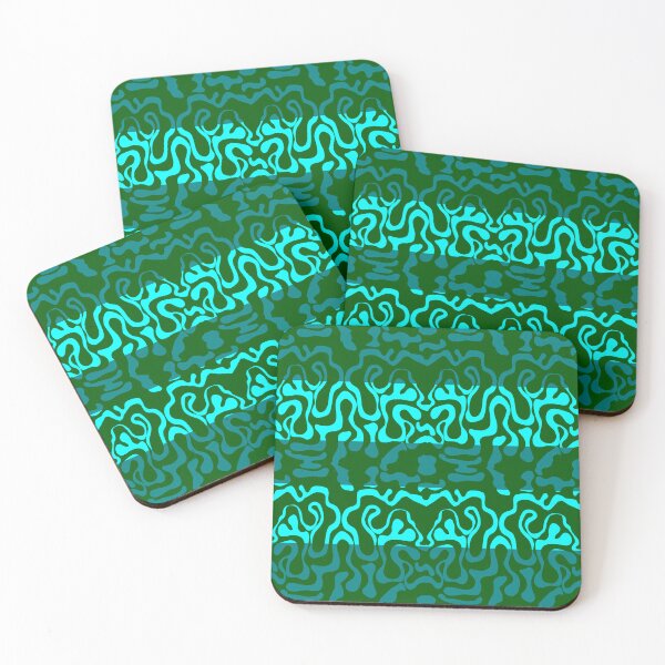 Item preview, Green on Teal and Aqua Squiggle Stripes designed and sold by GreyMoonForest.