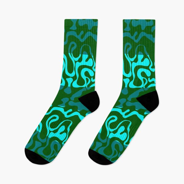 Item preview, Green on Teal and Aqua Squiggle Stripes designed and sold by GreyMoonForest.