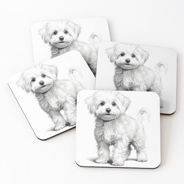 Item preview, Black and white Bichon pencil drawing designed and sold by Pencil-Art.