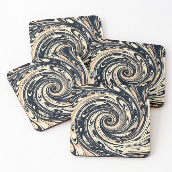 Item preview,  Retro Liquid Swirl Abstract Pattern in Black and Almond Cream designed and sold by asbno19.