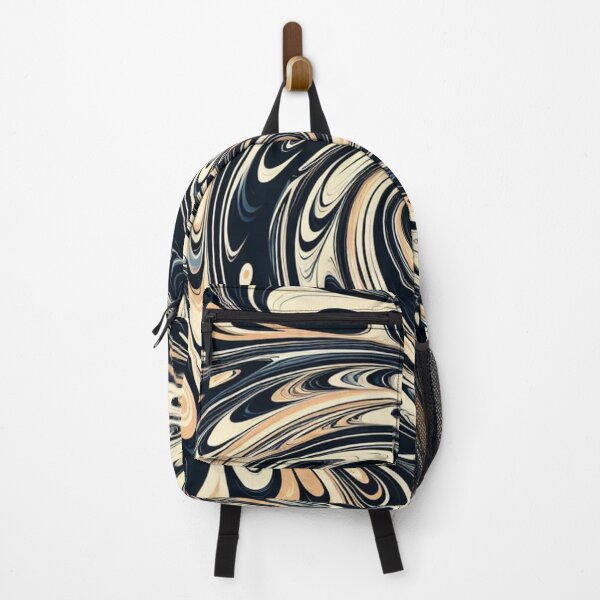 Item preview,  Retro Liquid Swirl Abstract Pattern in Black and Almond Cream designed and sold by asbno19.