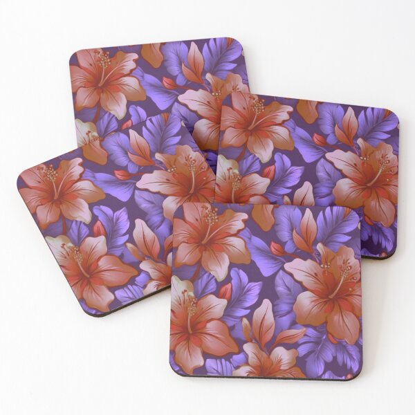Item preview, Red hibiscus on Mauve  designed and sold by Flowersonstuff.