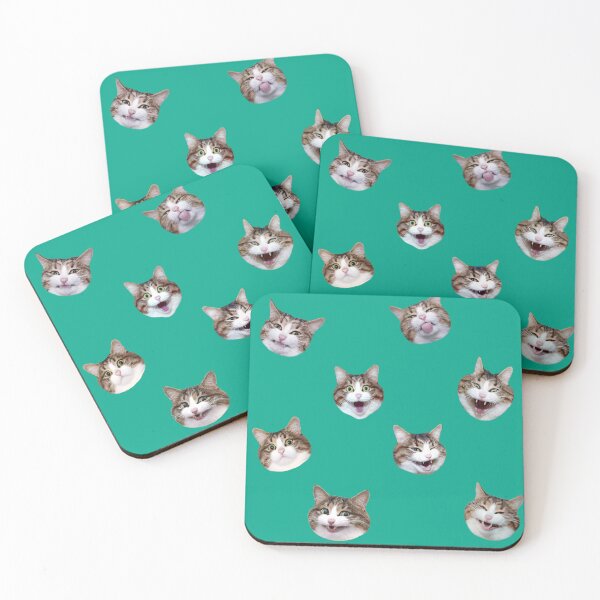 Item preview, Funny shocked cat face pattern teal designed and sold by BeebooDesign.