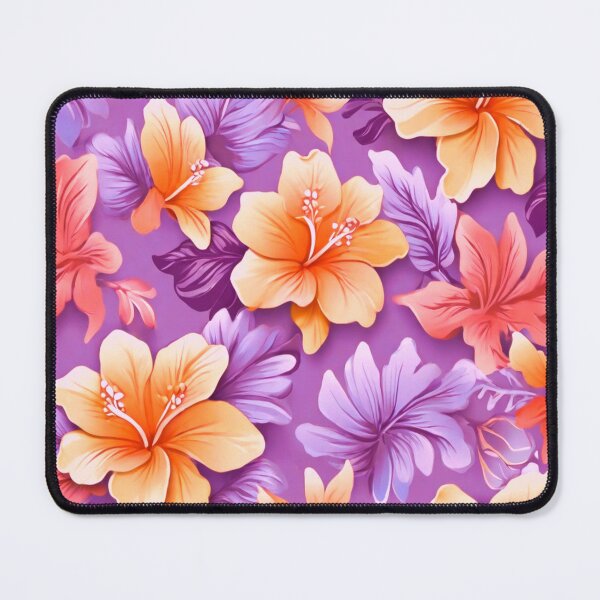 Item preview, Yellow hibiscus on Mauve  designed and sold by Flowersonstuff.