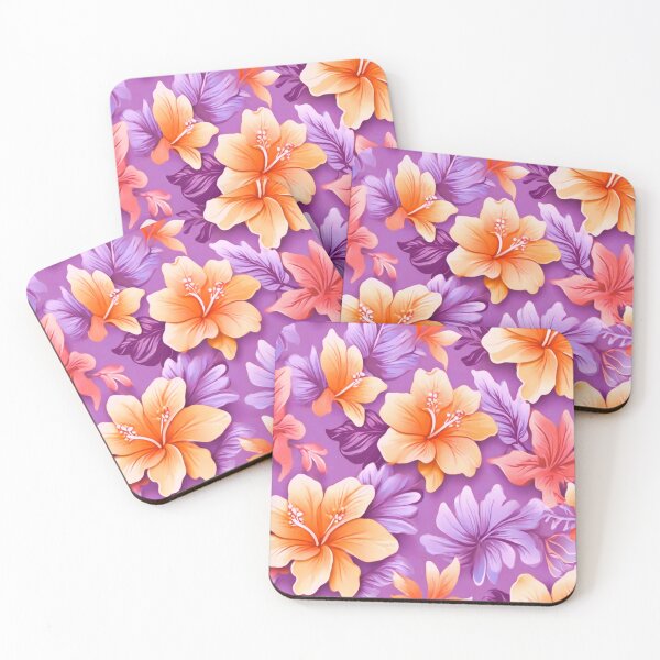 Item preview, Yellow hibiscus on Mauve  designed and sold by Flowersonstuff.