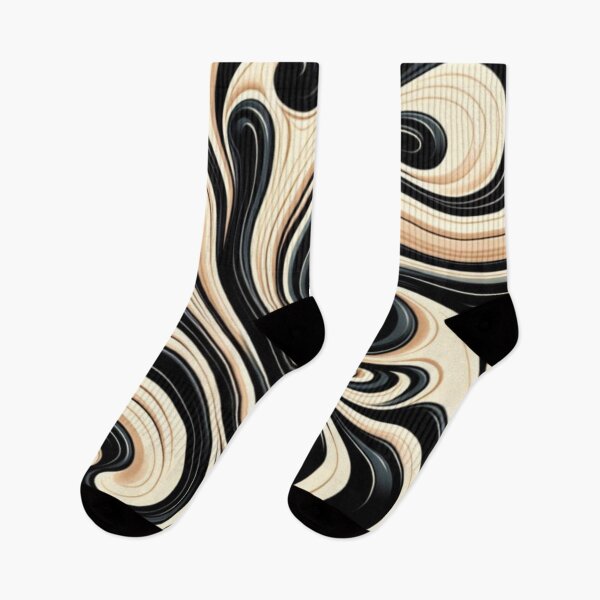 Item preview, Retro Liquid Swirl Abstract Pattern in Black and Almond Cream designed and sold by asbno19.