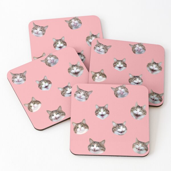 Item preview, Funny shocked cat face pattern pink designed and sold by BeebooDesign.