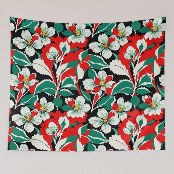 Item preview, Vibrant orange white green Flower Illustration - Botanical Artwork, Sensations of a vibrant spring day designed and sold by yeekazar.