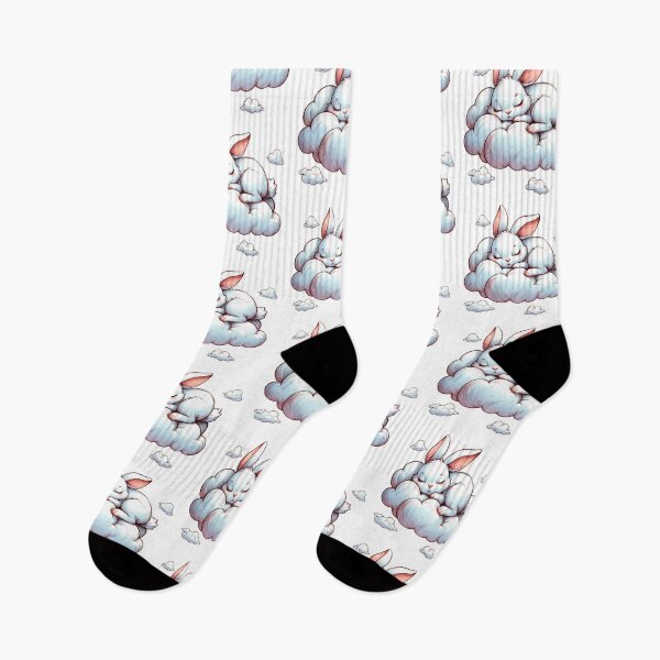 Item preview, Sweet cute kawaii sleeping bunny on the cloud  designed and sold by mybunnyparadise.