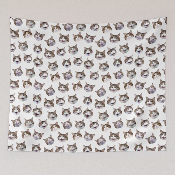 Item preview, Funny shocked cat face pattern seamless designed and sold by BeebooDesign.