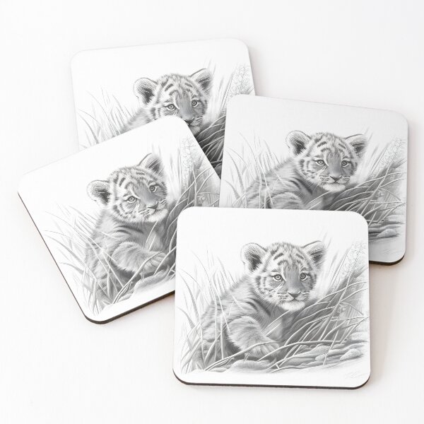 Item preview, Black and white tiger pencil drawing designed and sold by Pencil-Art.