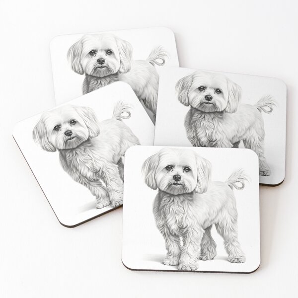 Item preview, Black and white Bichon pencil drawing designed and sold by Pencil-Art.