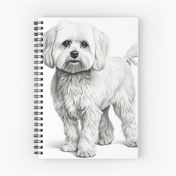 Artikelvorschau, Schwarz-weiße Bichon-Bleistiftzeichnung entworfen und verkauft von Pencil-Art.