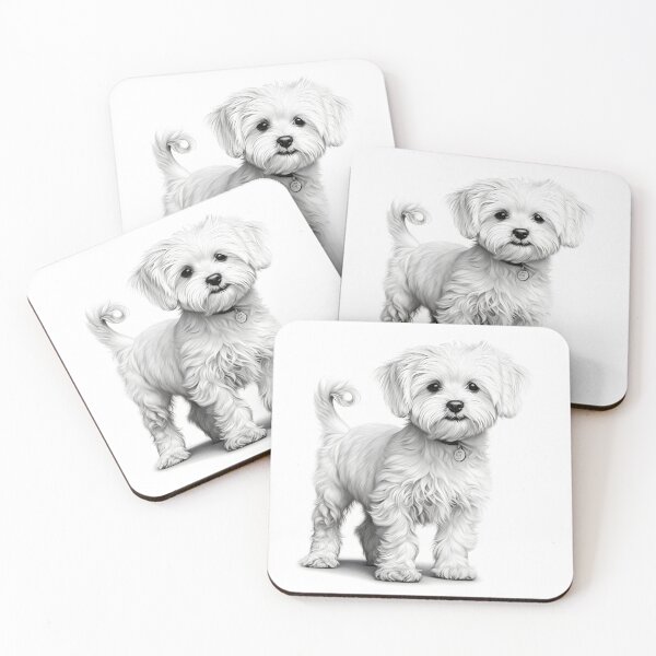 Item preview, Black and white Bichon pencil drawing designed and sold by Pencil-Art.