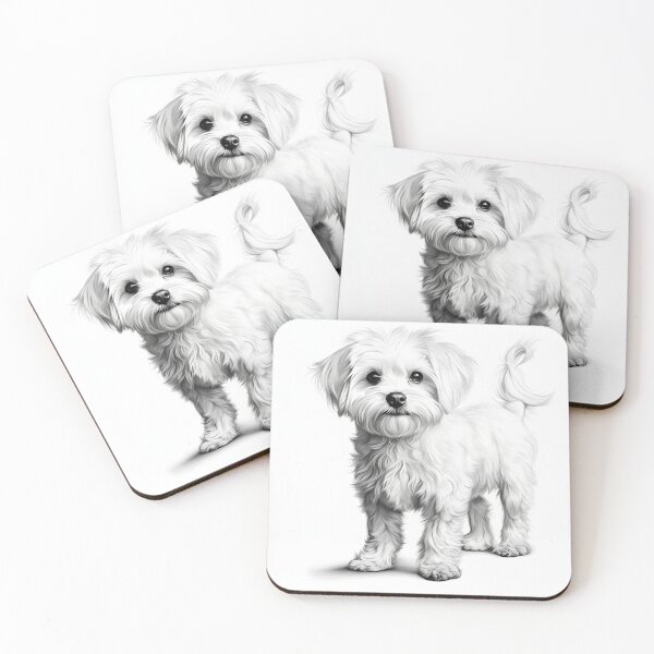 Item preview, Black and white Bichon pencil drawing designed and sold by Pencil-Art.