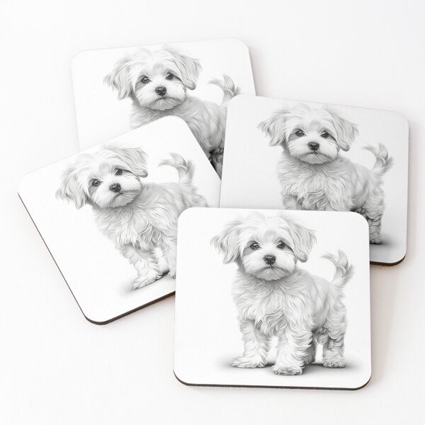 Item preview, Black and white Bichon pencil drawing designed and sold by Pencil-Art.