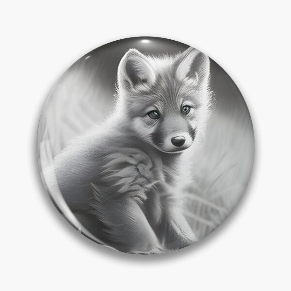 Item preview, Black and white wolf cub pencil drawing designed and sold by Pencil-Art.