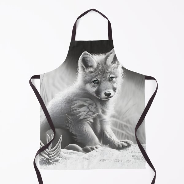 Item preview, Black and white wolf cub pencil drawing designed and sold by Pencil-Art.
