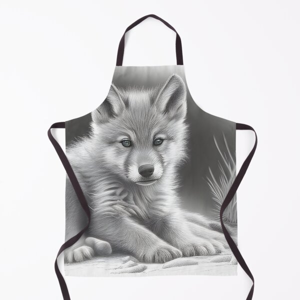 Item preview, Black and white wolf cub pencil drawing designed and sold by Pencil-Art.
